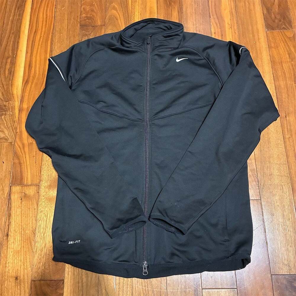 Nike Dri-FIT Track Jacket Men's M Black Full Zip Mock Neck Reflective